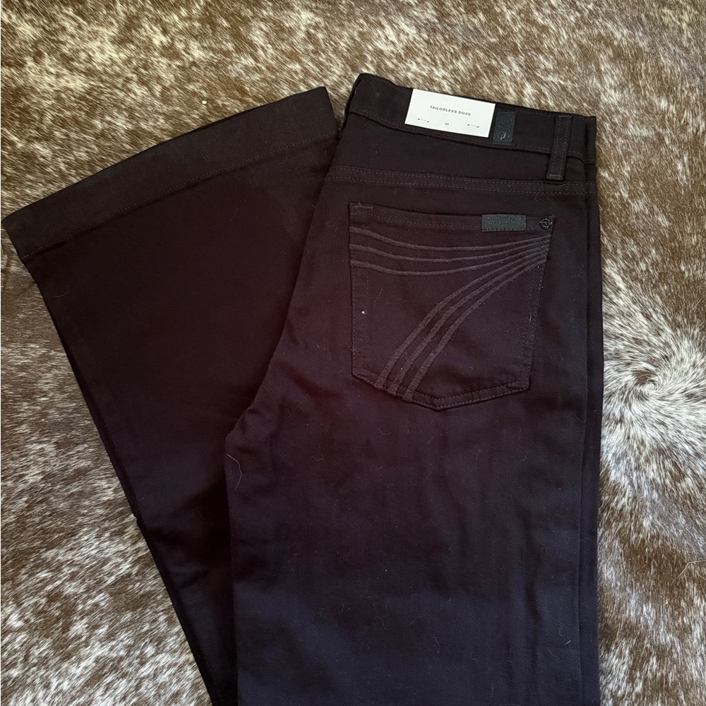 7 For All Mankind Black Flare Wide Leg Jeans